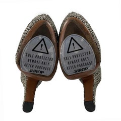 Alaia Spotted Calf Hair Lace-Up Platform Heels Brown / White 37 US 7