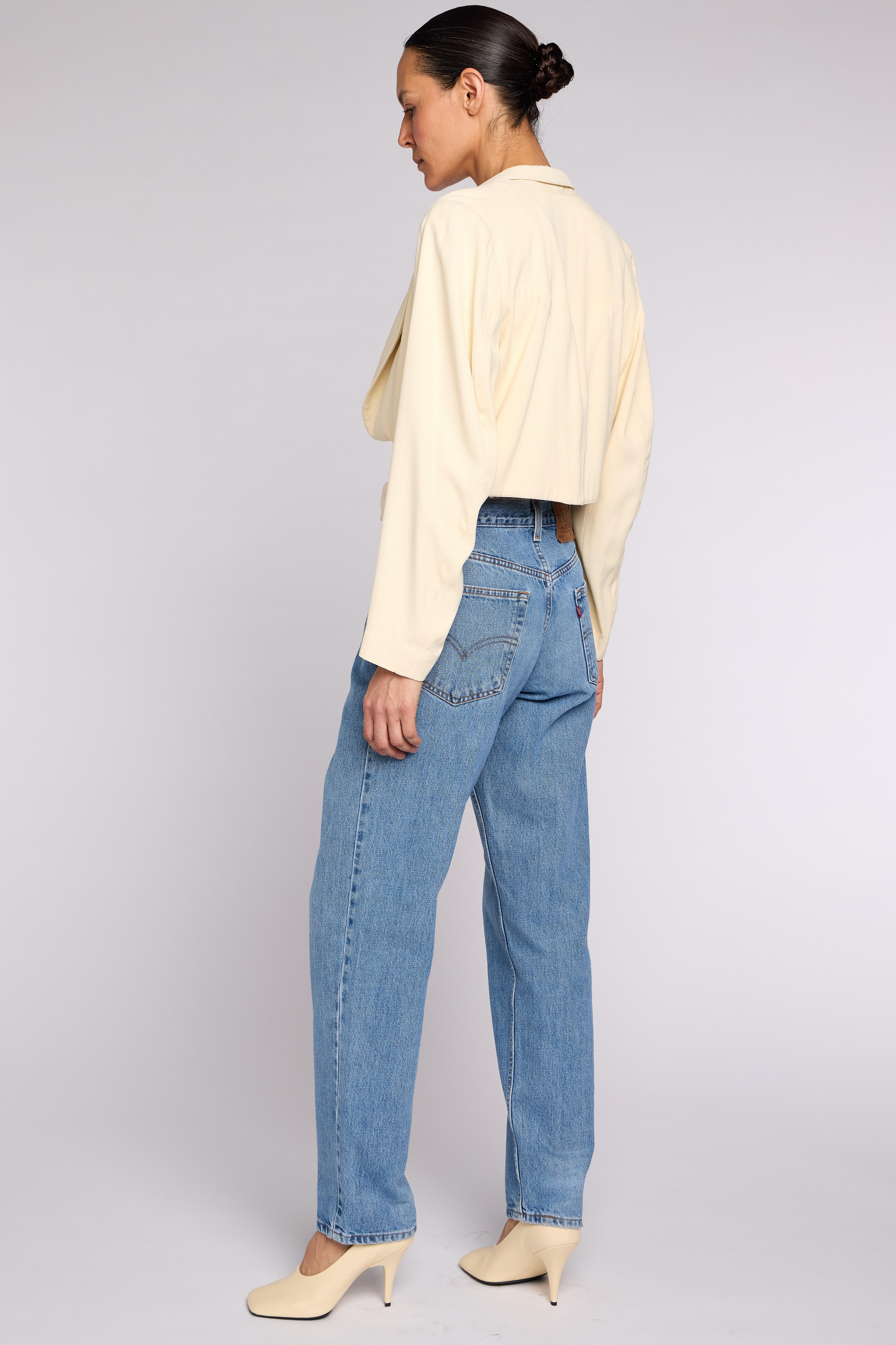 Alaïa Pasarela Primavera Verano 1985 documentada Traje Falda Buttermilk en venta 1