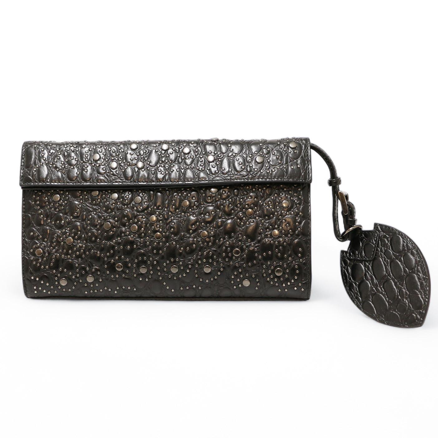 Alaia Studded Black Leather Clutch For Sale 1