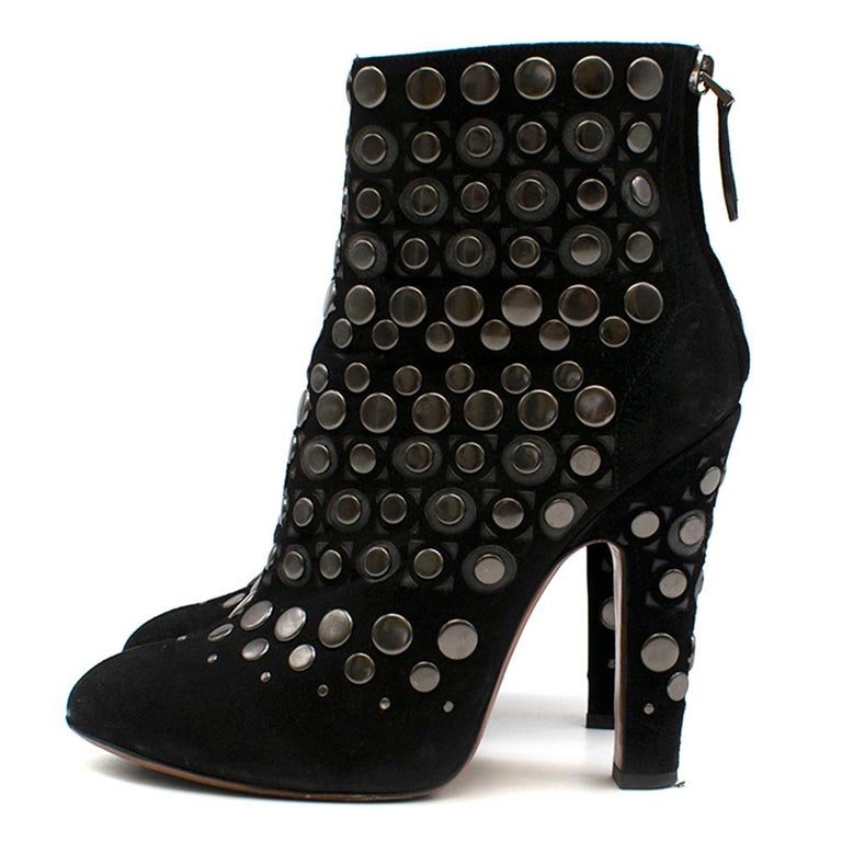 black suede block heel ankle boots