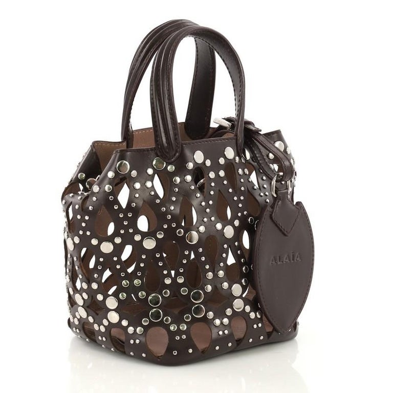 Alaia Studded Bucket Bag Laser Cut Leather Mini at 1stDibs alaia