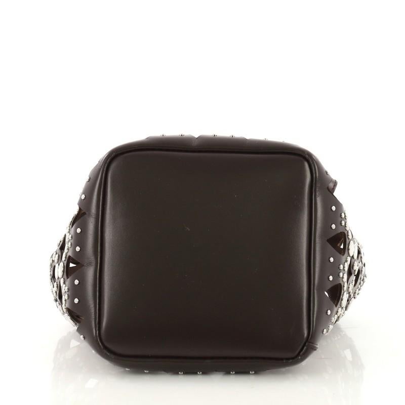 Black Alaia Studded Bucket Bag Laser Cut Leather Mini
