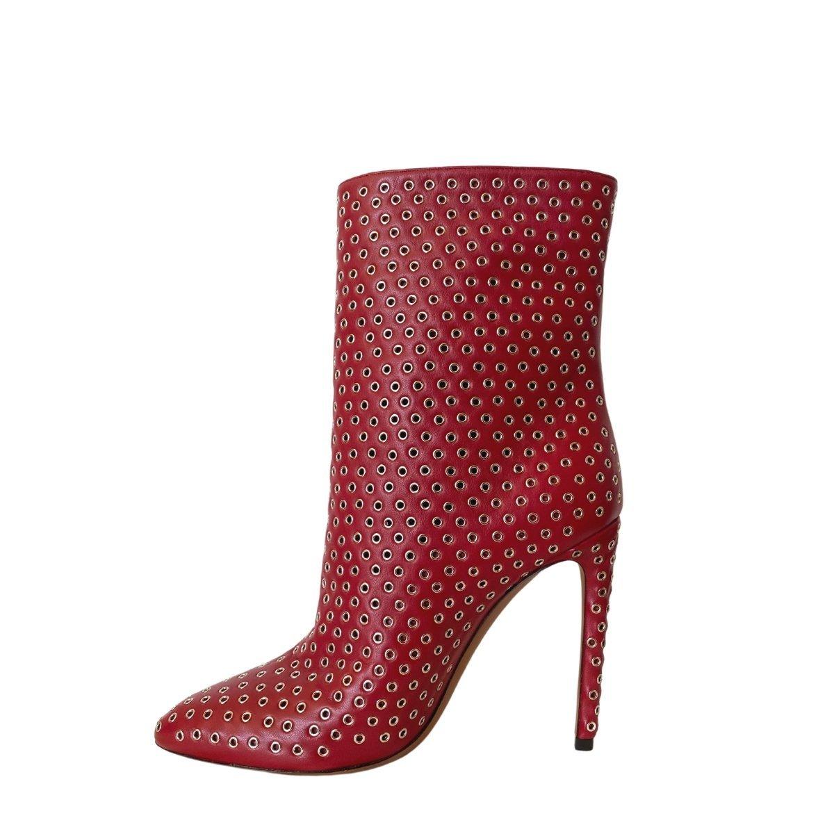 Alaia Scalloped Accent Boots
Soft leather boots with metal applications.
Solid color
Narrow toe line
Stiletto heel
Heel height: 4.25