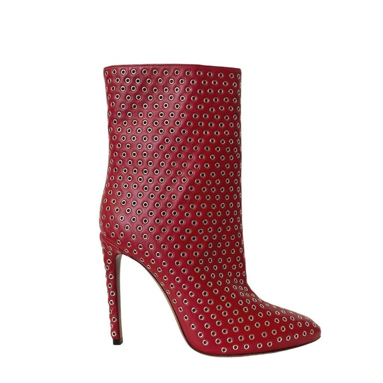 ALAIA 26S ANKLE BOOTS IN DARK BEIGE SUEDE AND GLOSSY CALFSKIN
