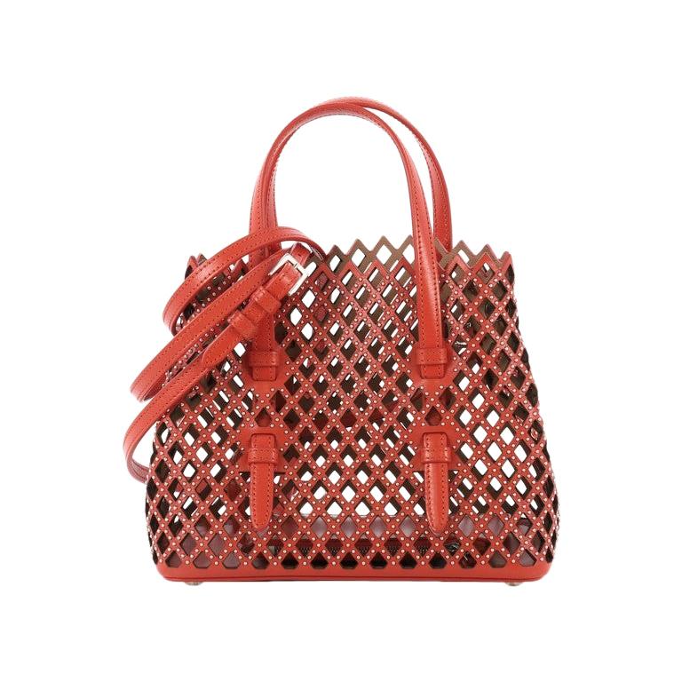 Alaia Studded Open Tote Laser Cut Leather Small