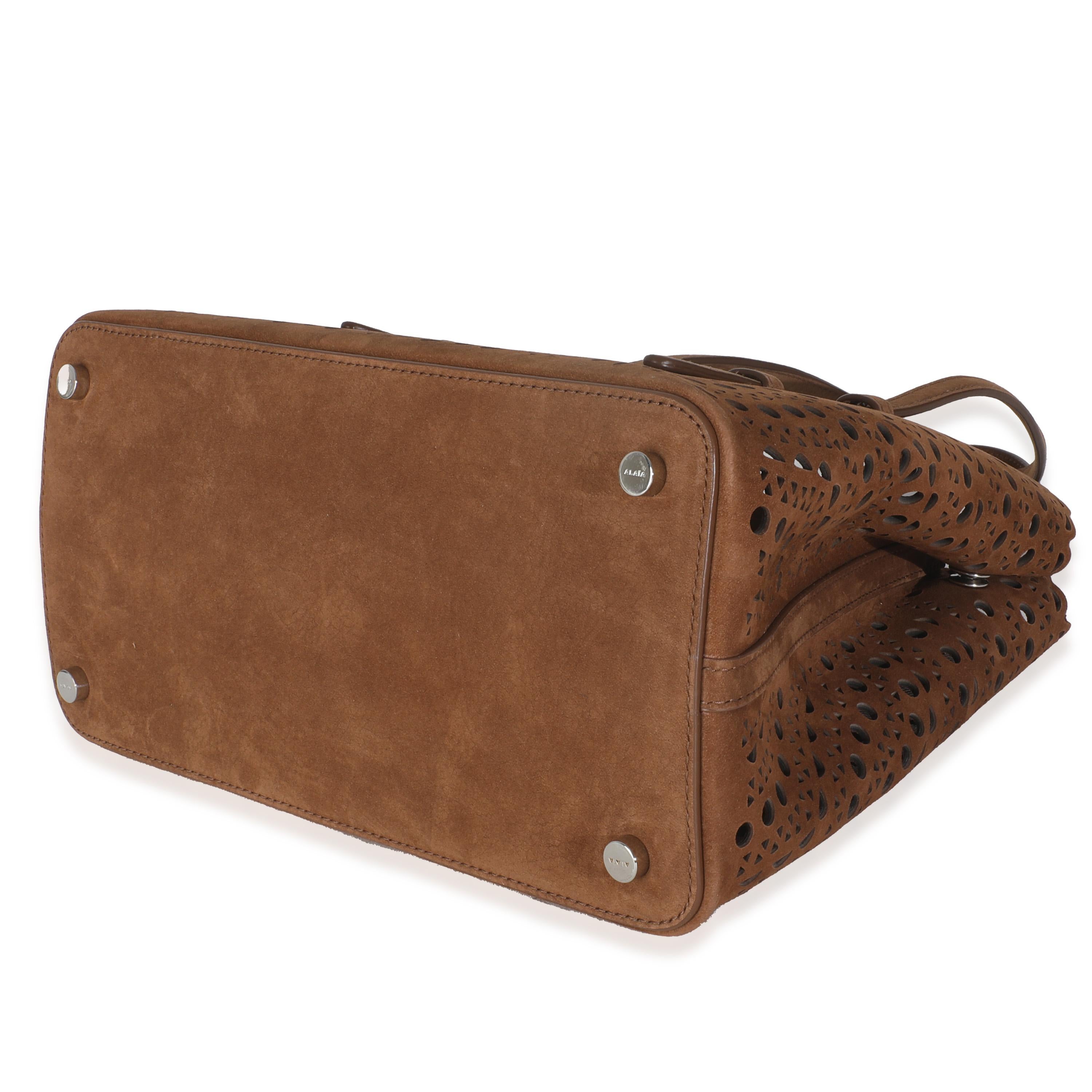 Alaia Tan Laser Cut Suede Mina 25 In Excellent Condition In New York, NY
