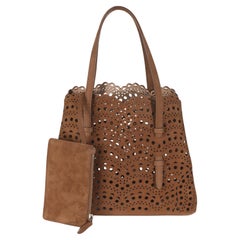 Alaia Tan Laser Cut Suede Mina 25