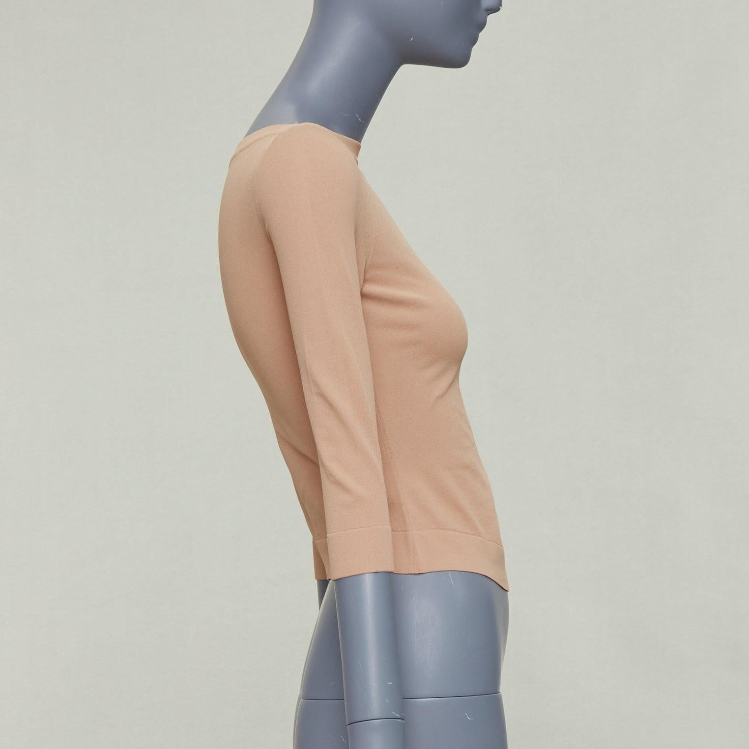 ALAIA - Pull à manches courtes et col bateau en viscose mélangée nude et tan FR36 S Bon état - En vente à Hong Kong, NT
