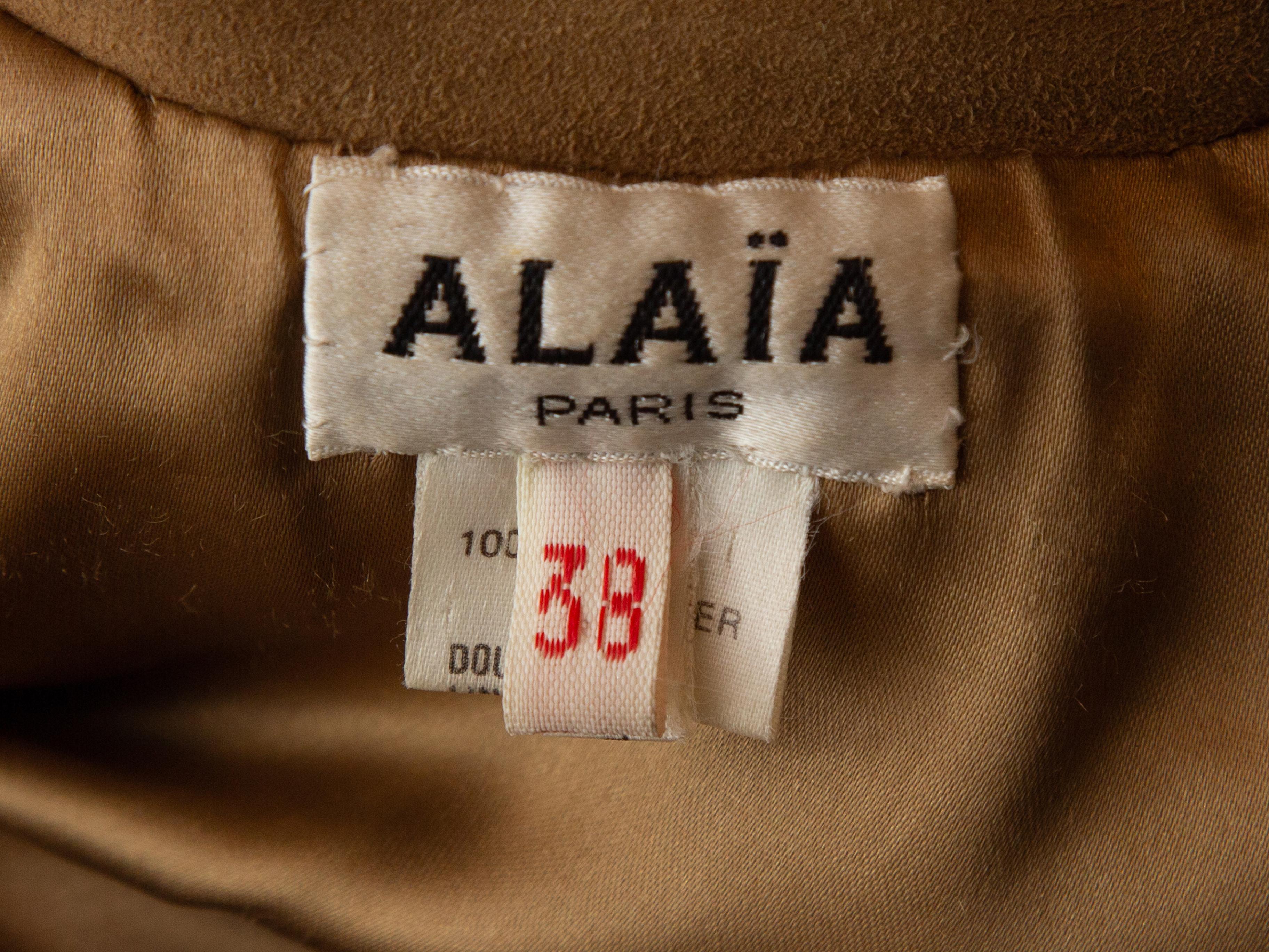 Alaia Tan Suede Double-Breasted Jacket In Good Condition In New York, NY