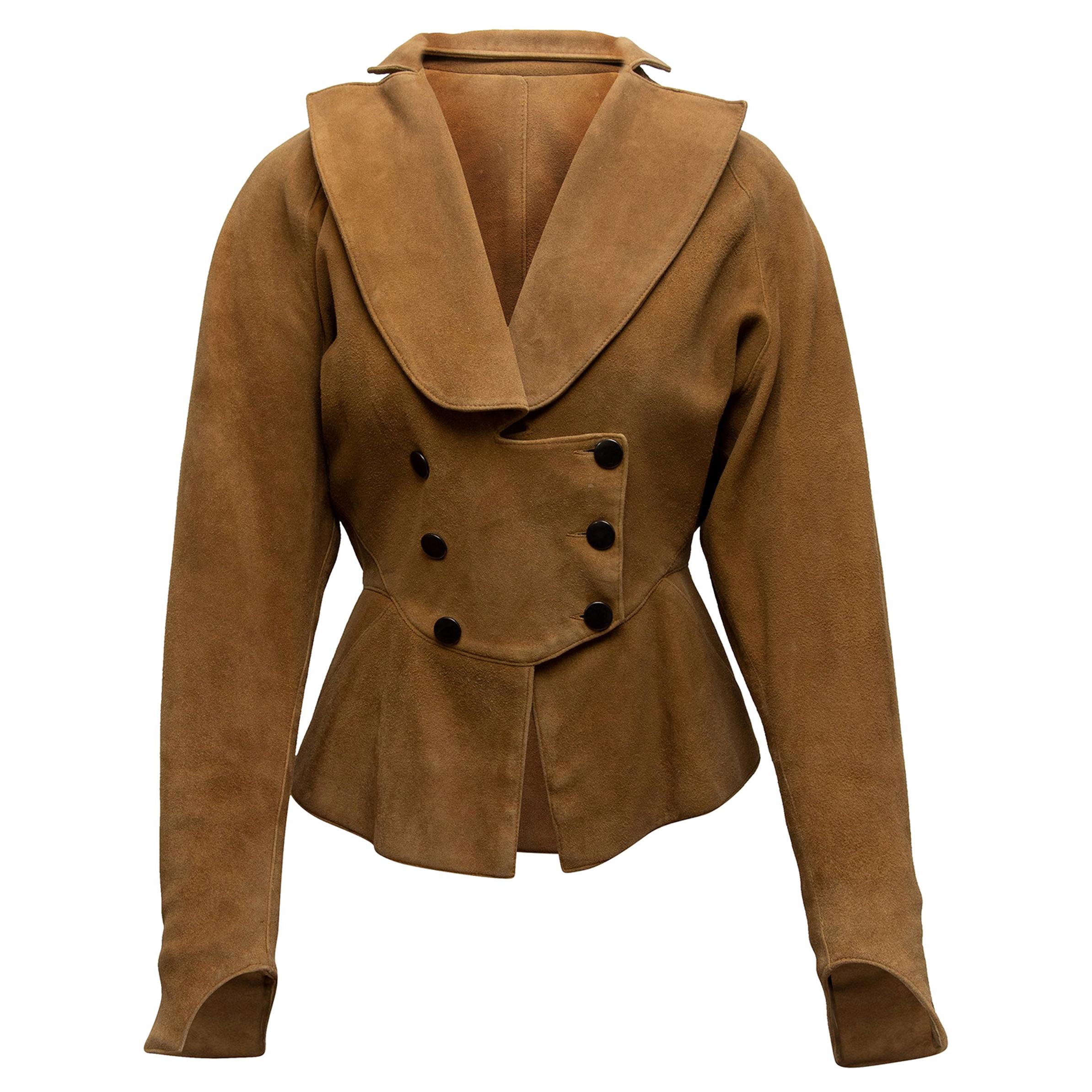 Alaia Tan Suede Double-Breasted Jacket