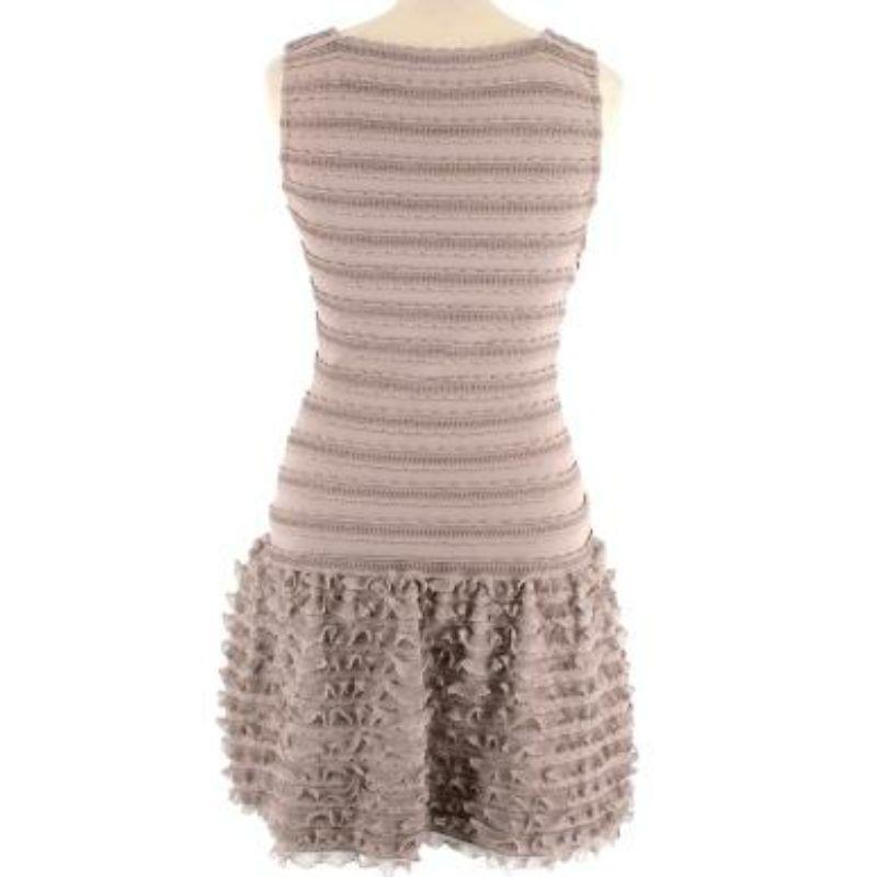 Alaia Taupe Sleeveless Ruffled Tiered Mini Dress In Excellent Condition For Sale In London, GB