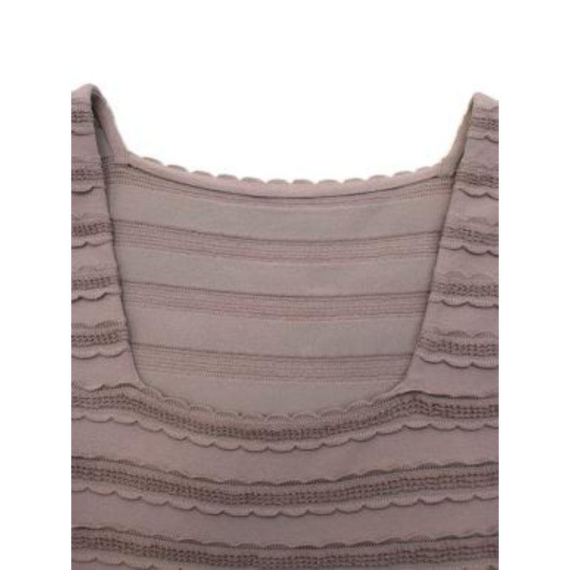 Women's Alaia Taupe Sleeveless Ruffled Tiered Mini Dress For Sale