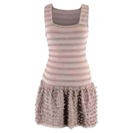 Alaia Taupe Sleeveless Ruffled Tiered Mini Dress For Sale