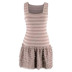 Alaia Taupe Sleeveless Ruffled Tiered Mini Dress