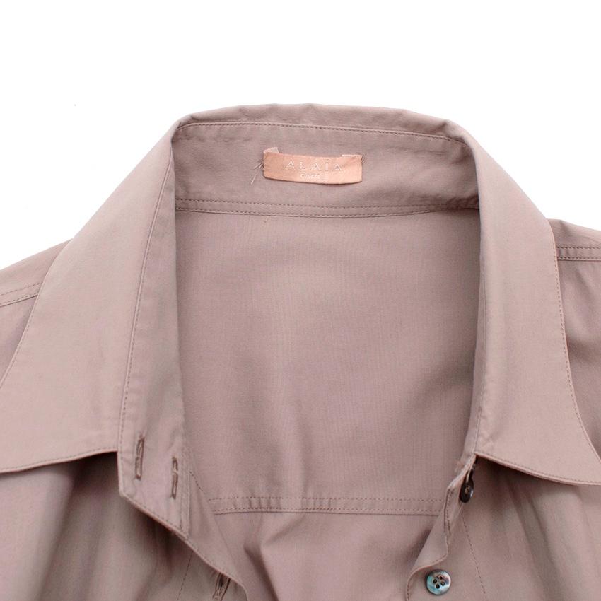 Alaia Taupe Stretch Waist Longline Shirt - Size US 6 In Excellent Condition For Sale In London, GB