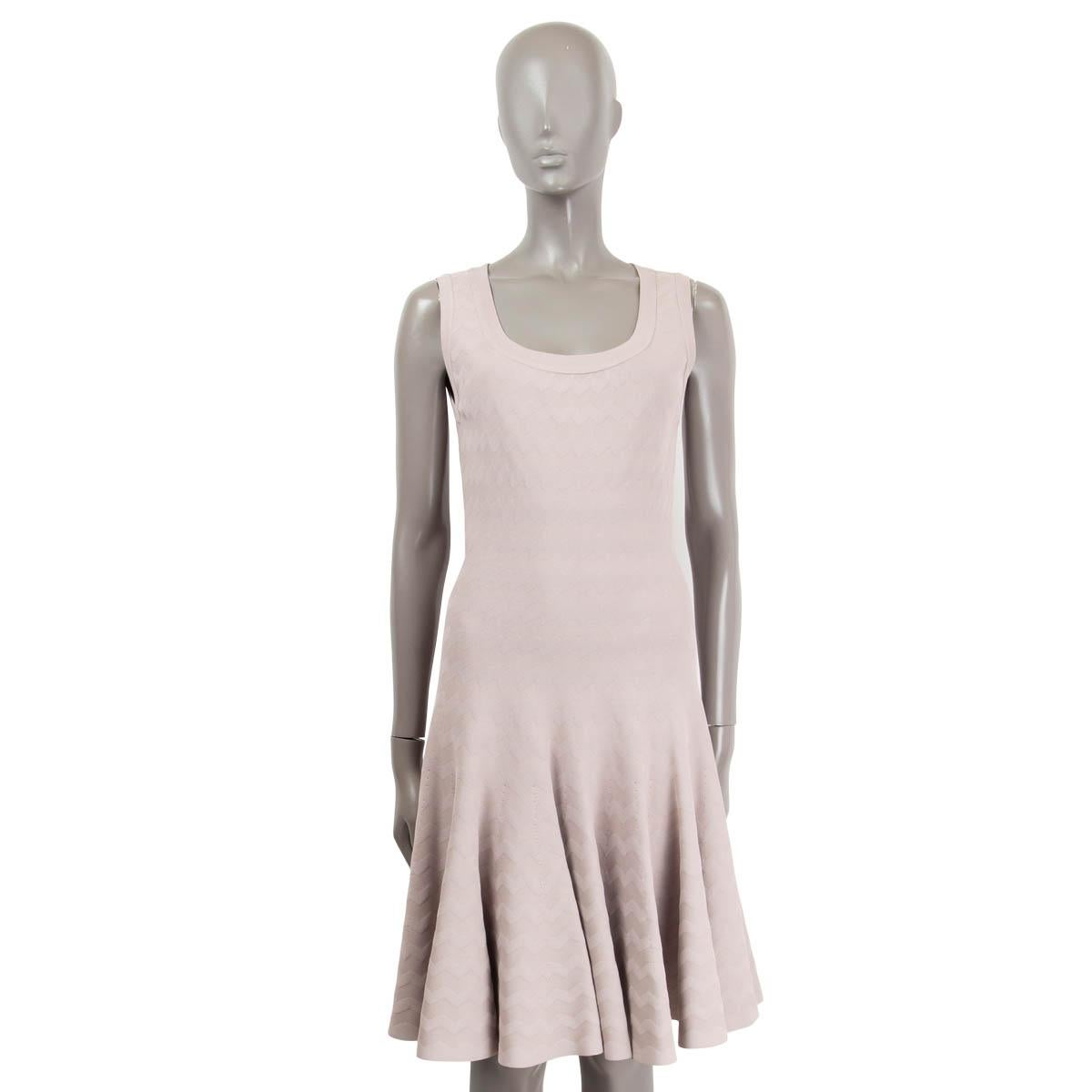 Gray ALAIA taupe viscose SLEEVELESS ZIGZAG JACQUARD KNIT Dress 42 L