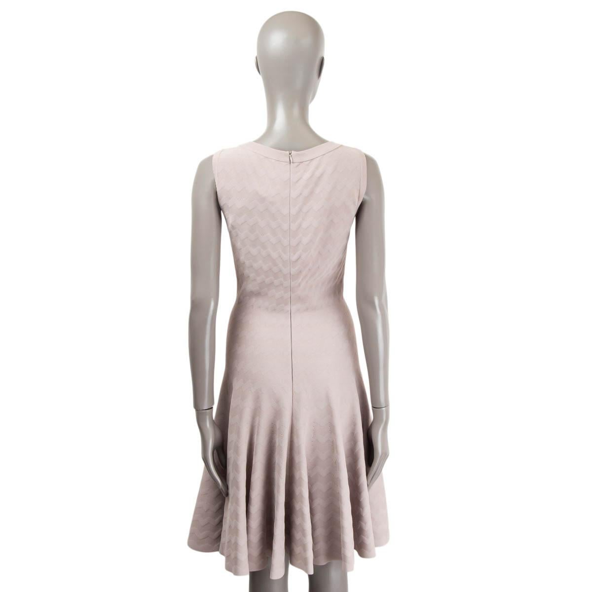 Women's ALAIA taupe viscose SLEEVELESS ZIGZAG JACQUARD KNIT Dress 42 L