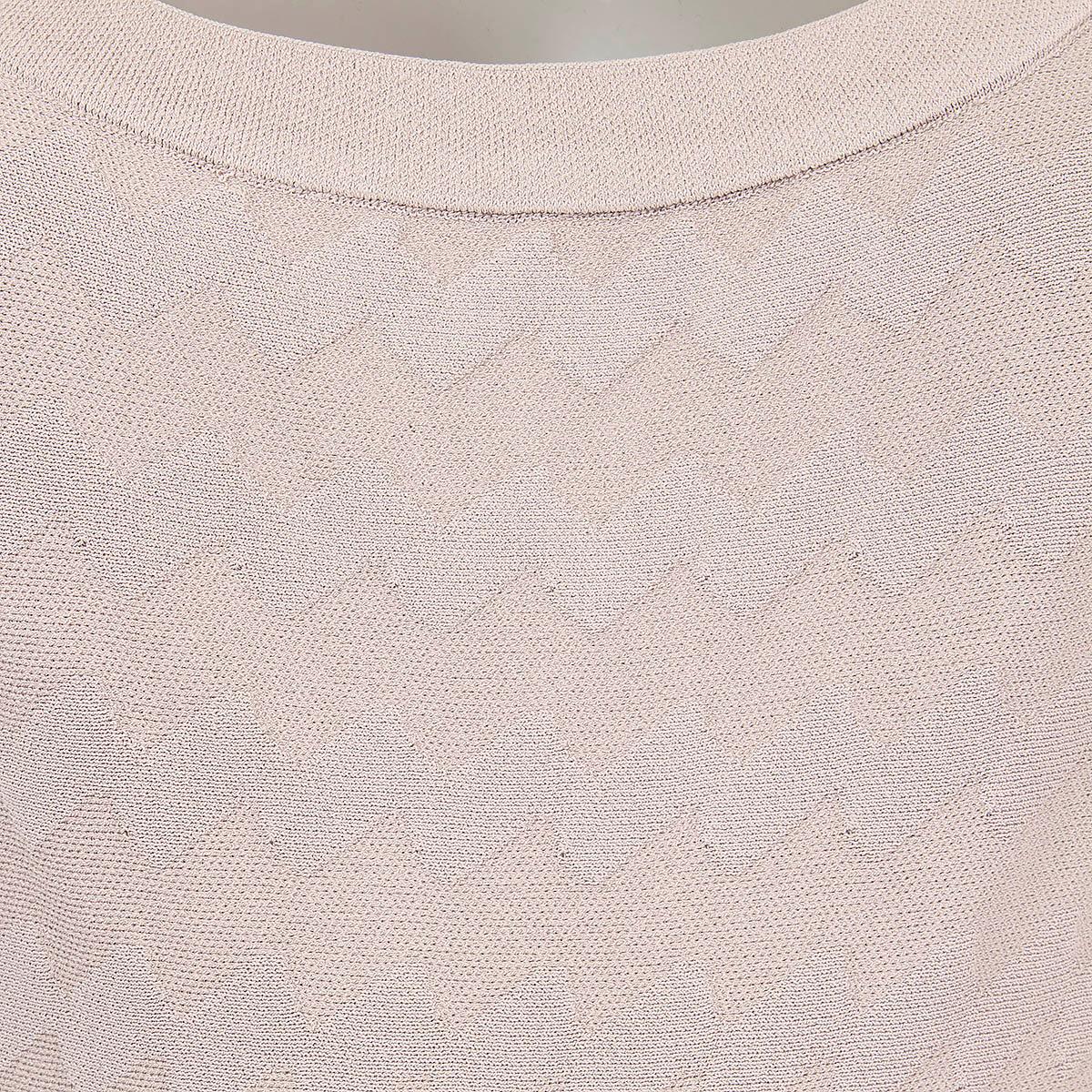 ALAIA taupe viscose SLEEVELESS ZIGZAG JACQUARD KNIT Dress 42 L 1