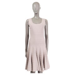 ALAIA taupe viscose SLEEVELESS ZIGZAG JACQUARD KNIT Dress 42 L