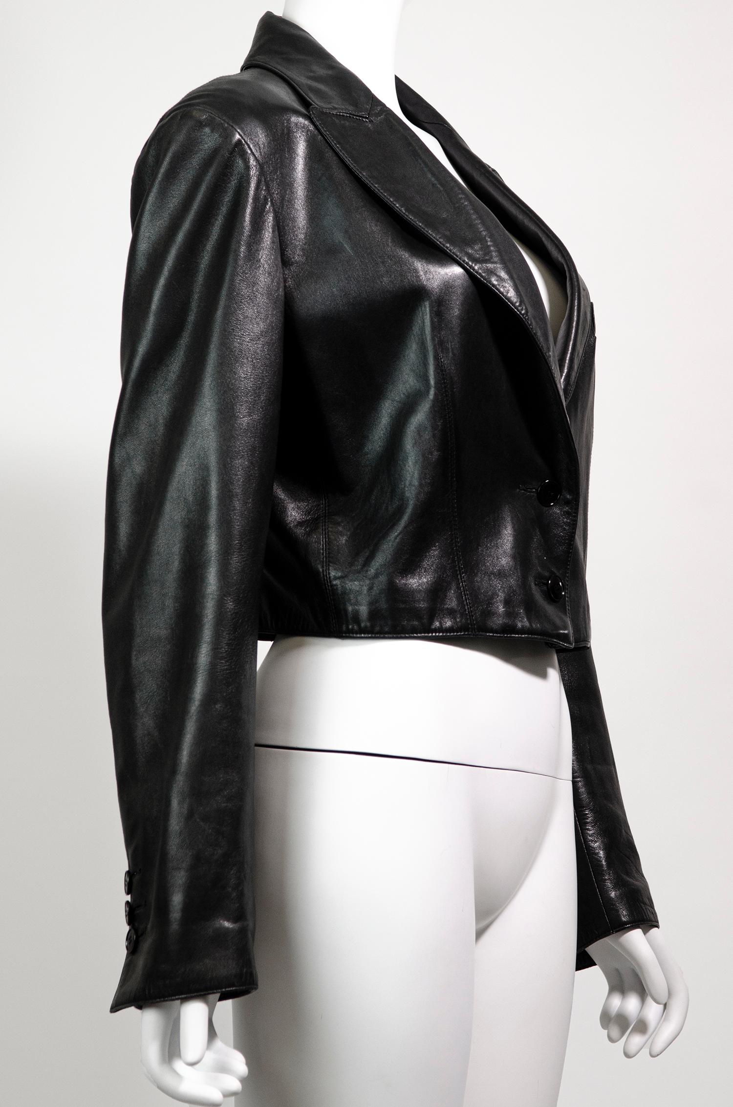 ALAÏA Timeless Vintage Cropped Leather Jacket 1990s 2