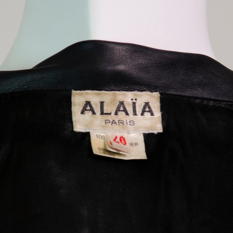 ALAÏA Timeless Vintage Cropped Leather Jacket 1990s For Sale at 1stDibs
