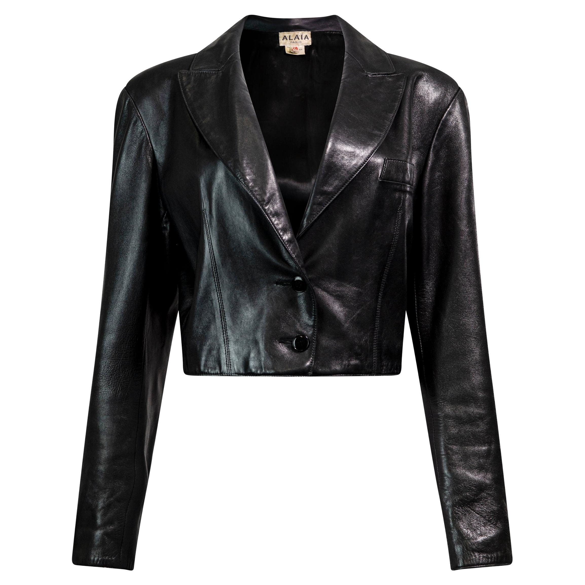ALAÏA Timeless Vintage Cropped Leather Jacket 1990s