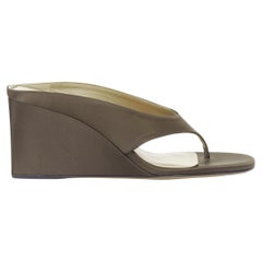 ALAIA Tong 75 brown satin sculptural wedge open toe thong sandals EU37