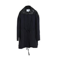 Alaia Veste Parka bi matiere FR36 Cappotto oversize in tela di pelle nera UK8 US6