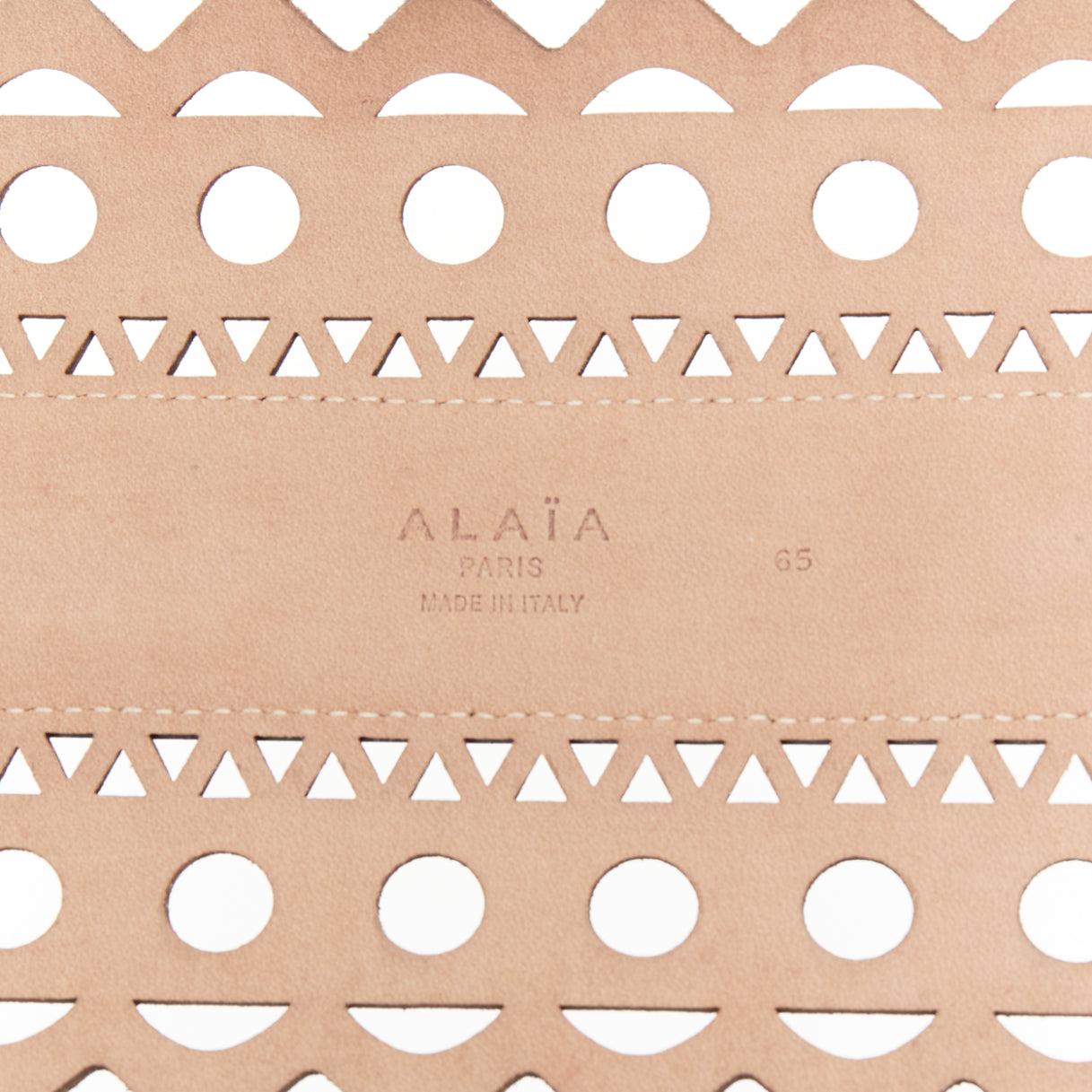 ALAIA Vienne cuir noir coupe laser corset ceinture large 65cm en vente 3