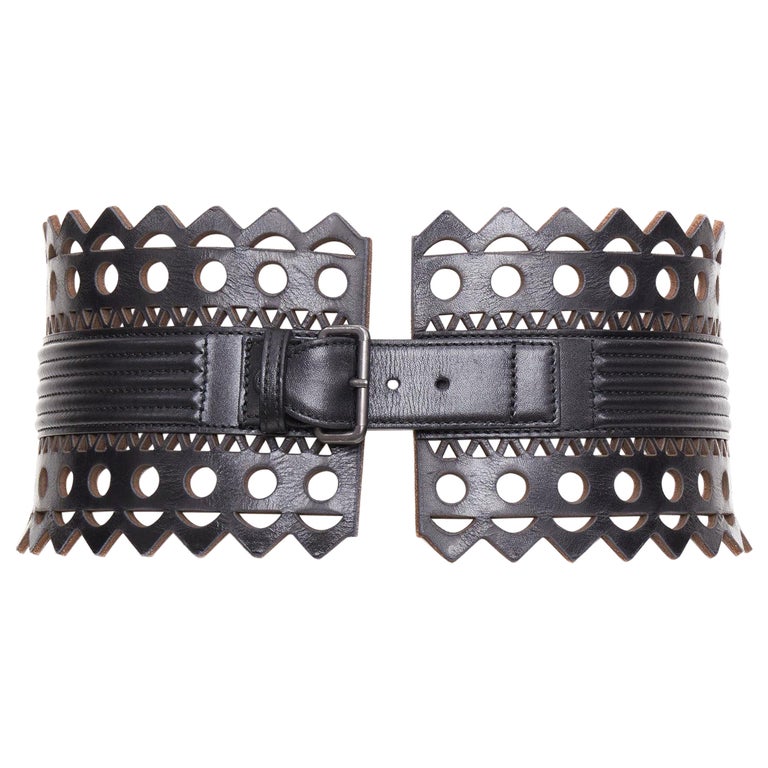 Azzedine Alaia black quilted leather belt Large leather belt in black - Alaia | Mytheresa main image 2