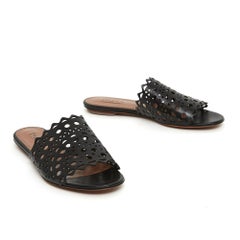 Alaïa Vienne flat shoes mules EU39 Black leather lace US8.5