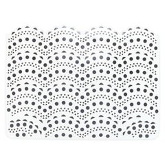 ALAIA Vienne laser cut white leather black lined scalloped zip pouch clutch bag