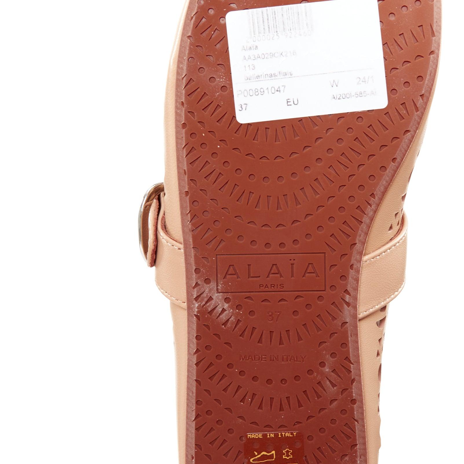 ALAIA Vienne tan Leder ausgeschnitten Schnalle maryjane Ballerina Wohnungen EU37 im Angebot 5