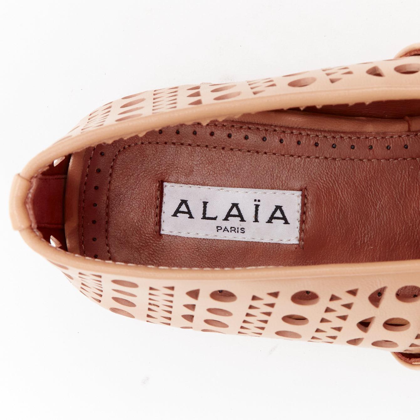 ALAIA Vienne tan Leder ausgeschnitten Schnalle maryjane Ballerina Wohnungen EU37 im Angebot 4