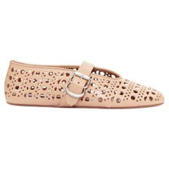 ALAIA Vienne tan Leder ausgeschnitten Schnalle maryjane Ballerina Wohnungen EU37