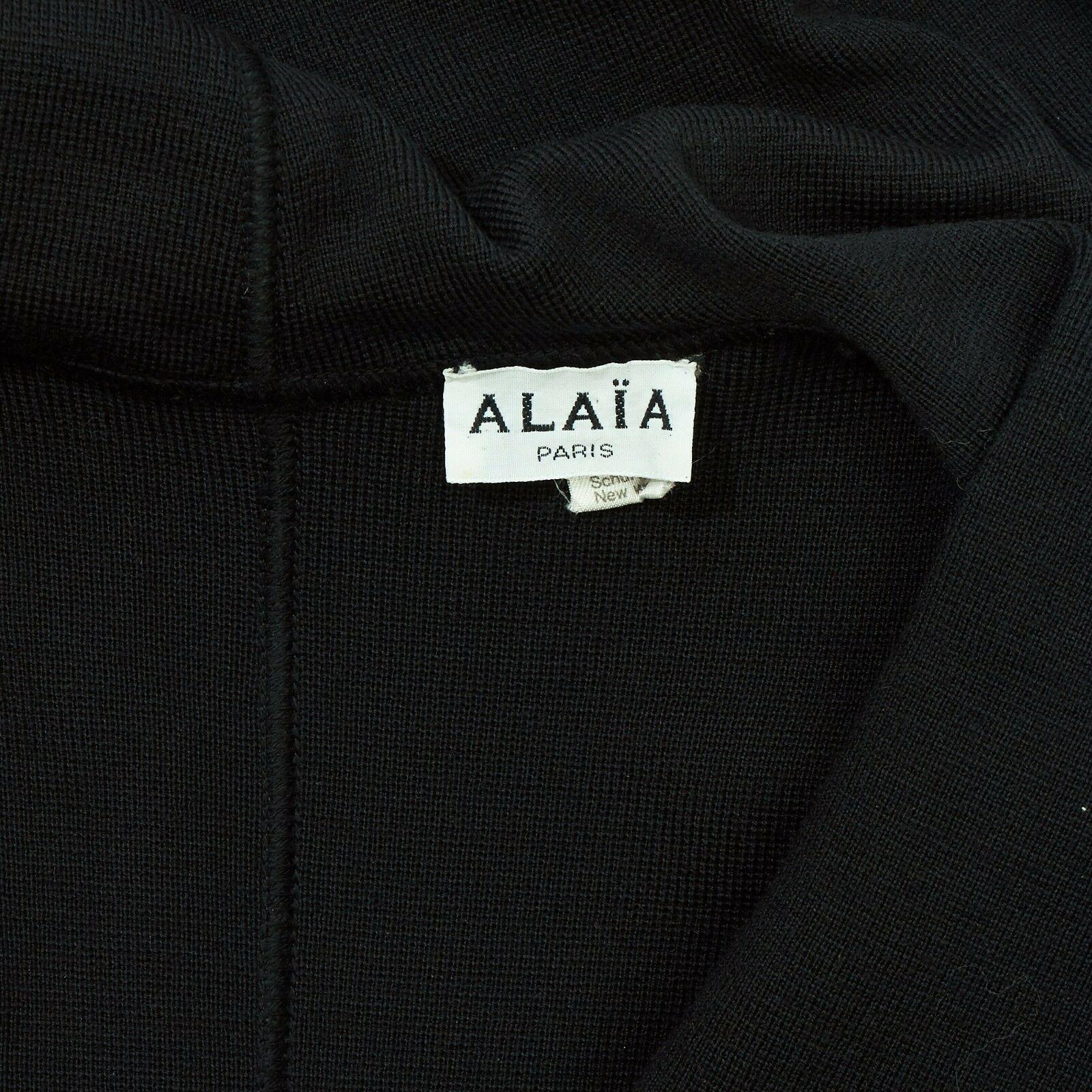 ALAIA Vintage 1987 black hooded spiral zip around fitted wool dress M 6