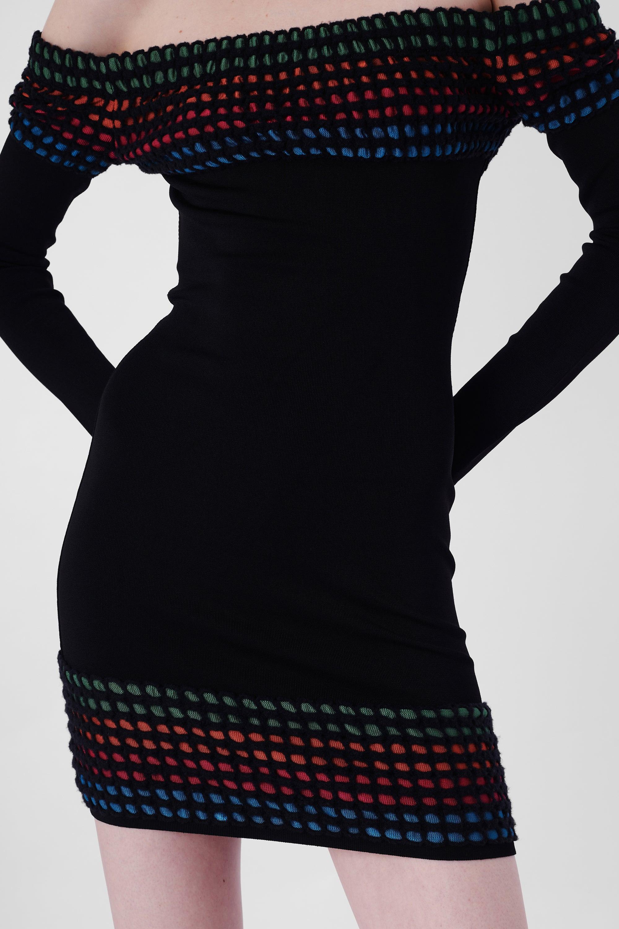 Alaia Vintage 1990's Black Contour Bodycon Dress In Excellent Condition For Sale In London, GB