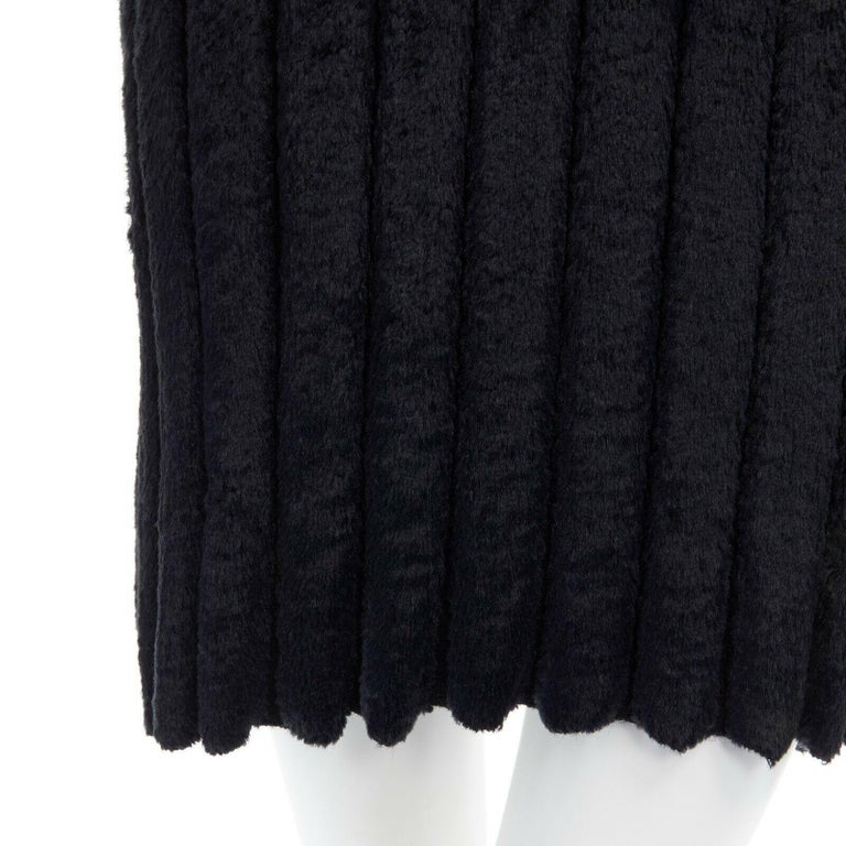 ALAIA Vintage 1990s black ribbed chenille houpette fitted dress S UK4 ...