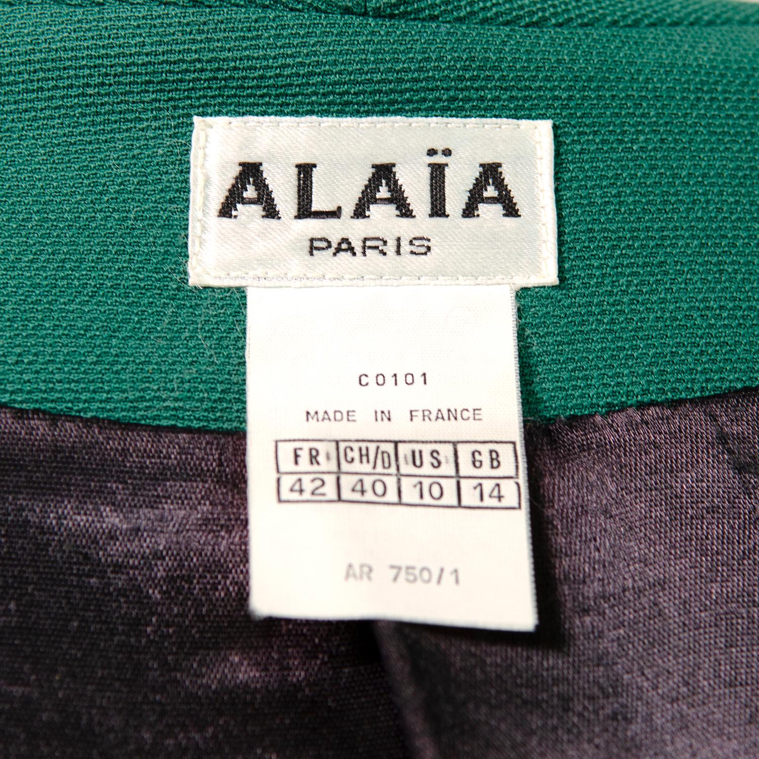 ALAÏA Vintage 1990s Emerald Green Tailored Suit In Good Condition In Berlin, BE