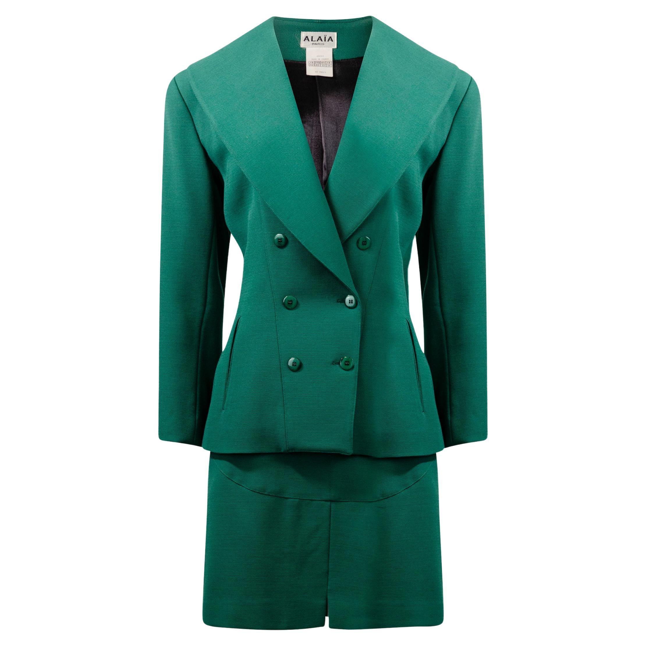 ALAÏA Vintage 1990s Emerald Green Tailored Suit