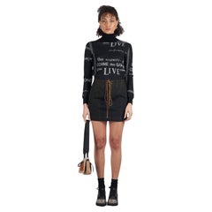 Alaia Vintage 1992 Runway Lace Up Denim Mini Skirt