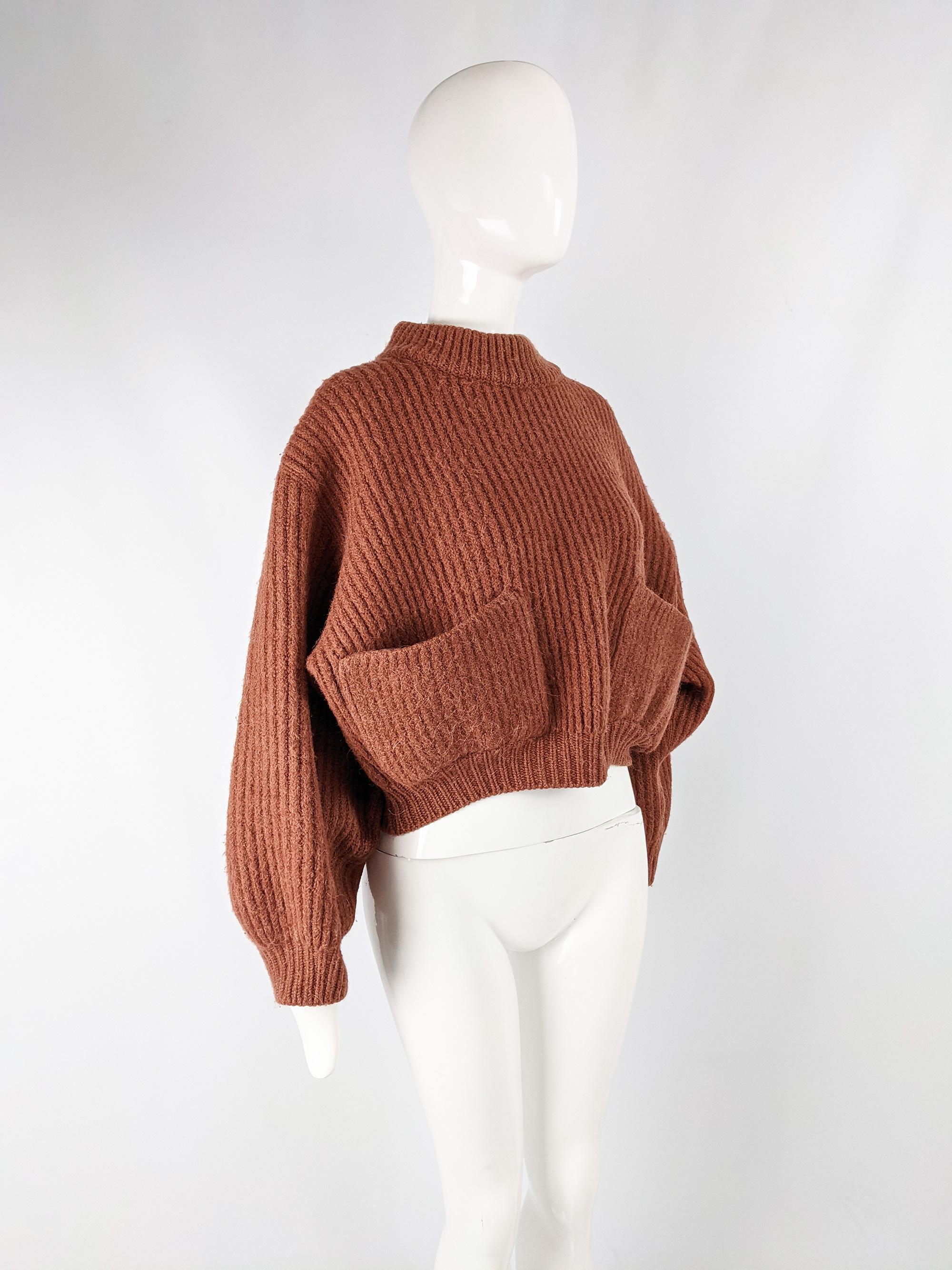 Alaia Vintage Alpaca & Wool Ribbed Knit Crop Sweater, 1985 1