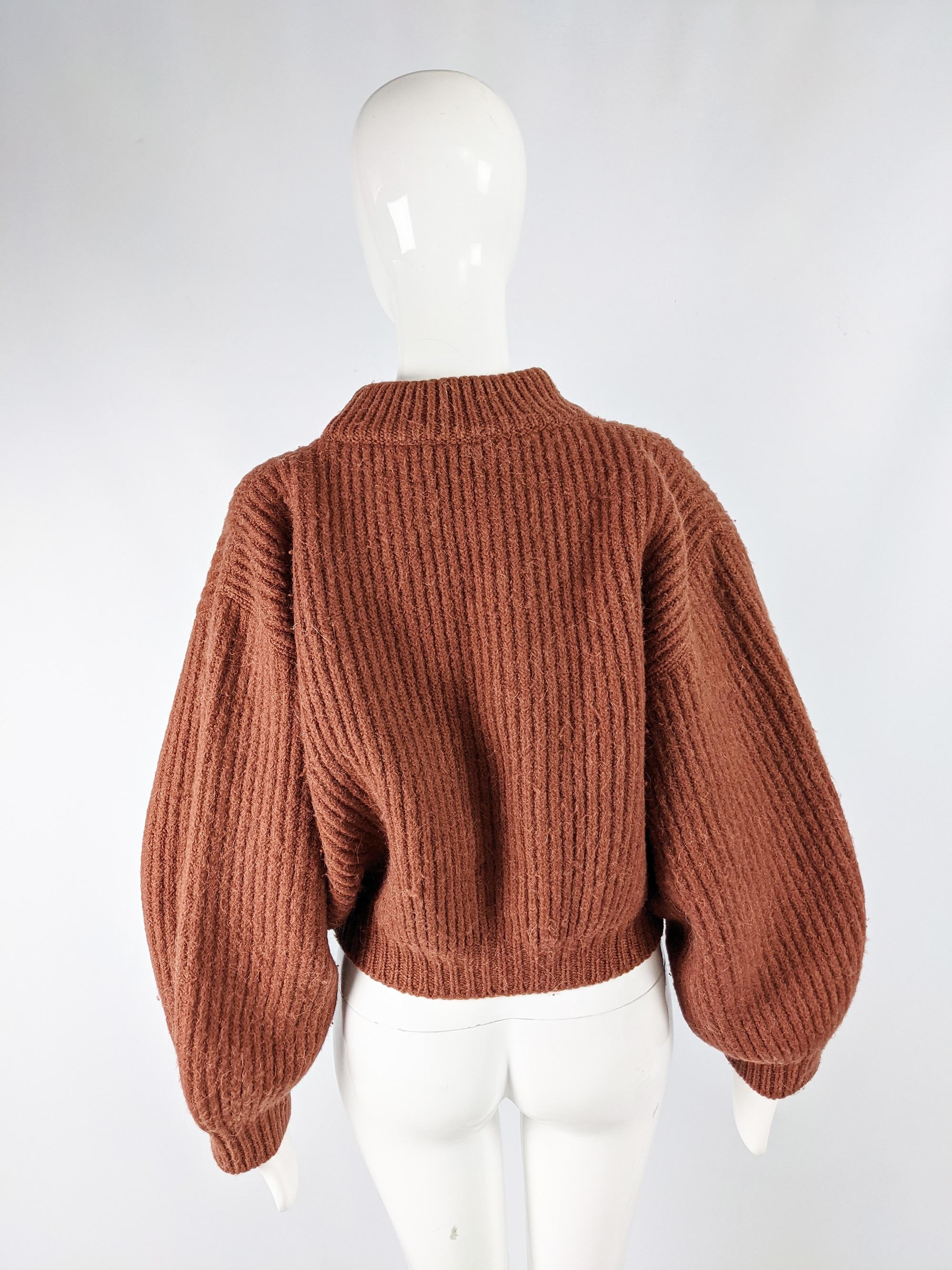 Alaia Vintage Alpaca & Wool Ribbed Knit Crop Sweater, 1985 2