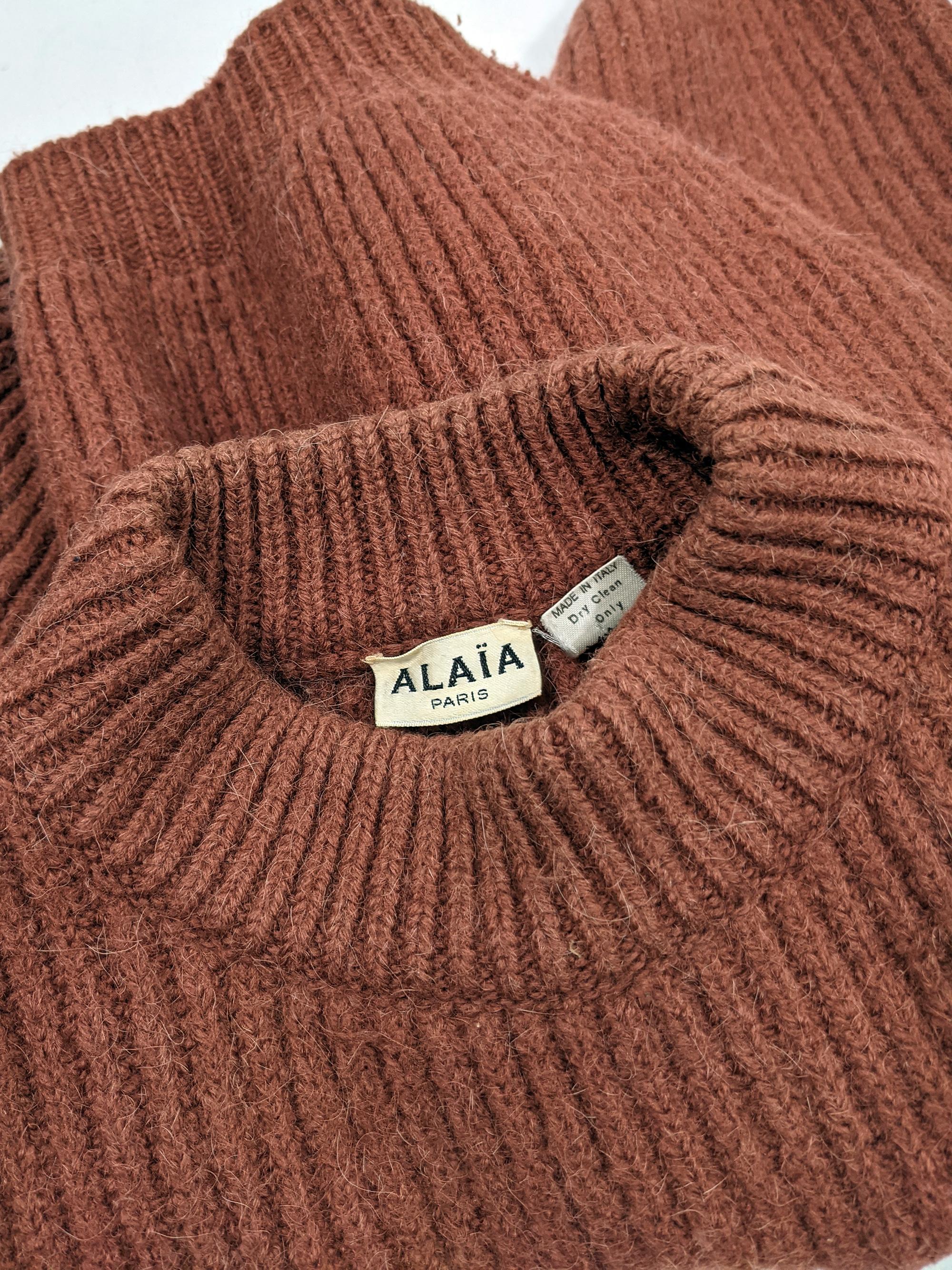 Alaia Vintage Alpaca & Wool Ribbed Knit Crop Sweater, 1985 3