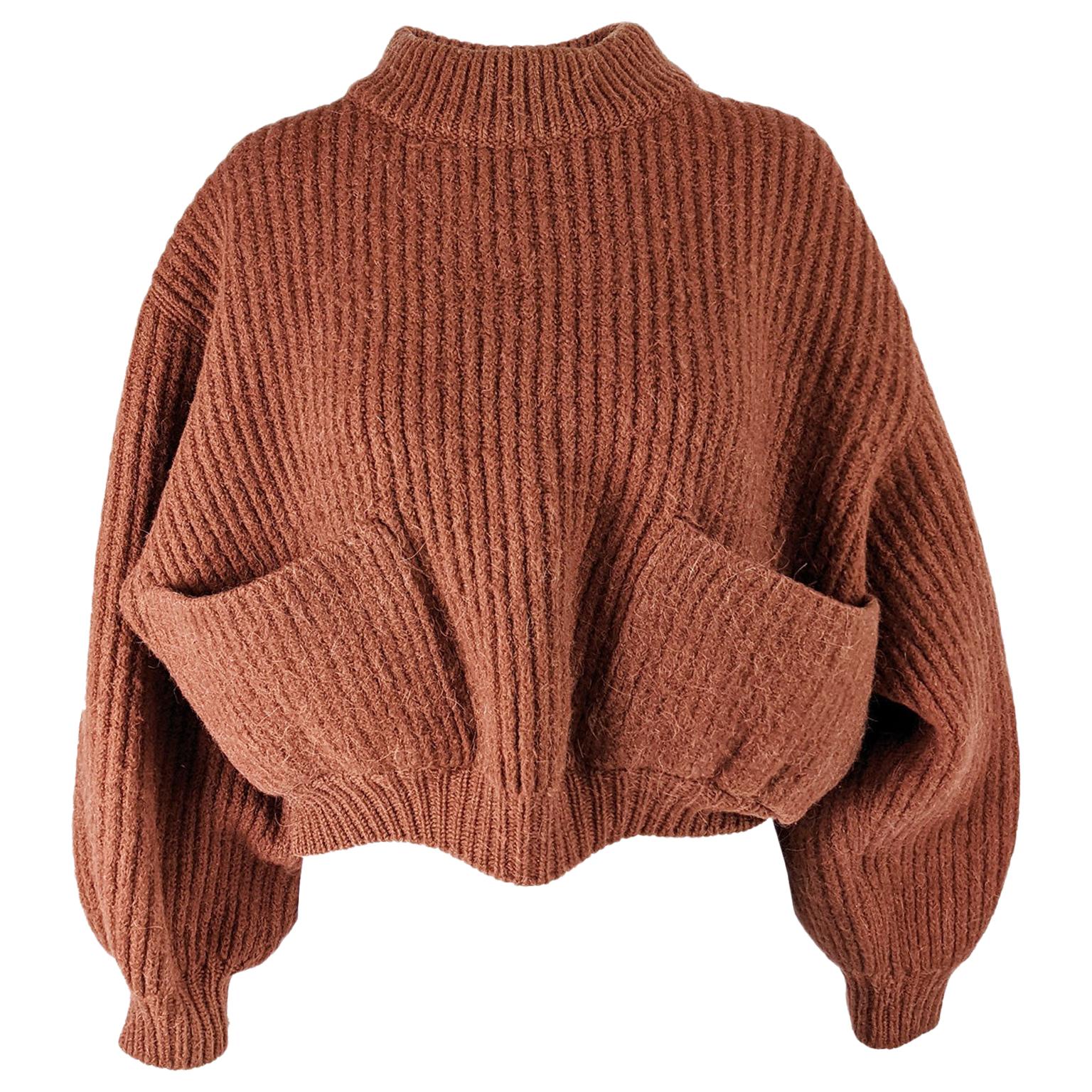 Alaia Vintage Alpaca and Wool Ribbed Knit Crop Sweater, 1985