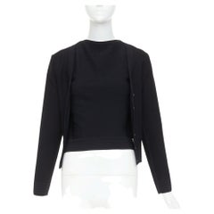ALAIA Vintage black garter stitch knit button cardigan sleeveless top set L