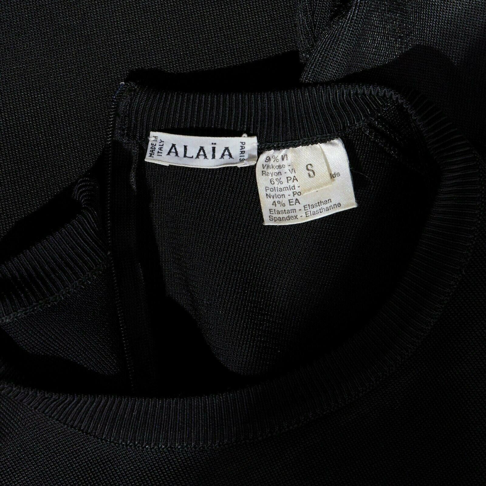 Alaïa - Robe moulante noire vintage à ourlet en crochet multicolore, taille US 4 en vente 5