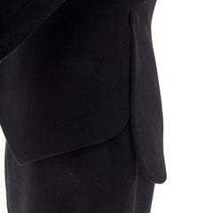 ALAIA Vintage black wool peak lapel angular hem fitted blazer pencil skirt set M