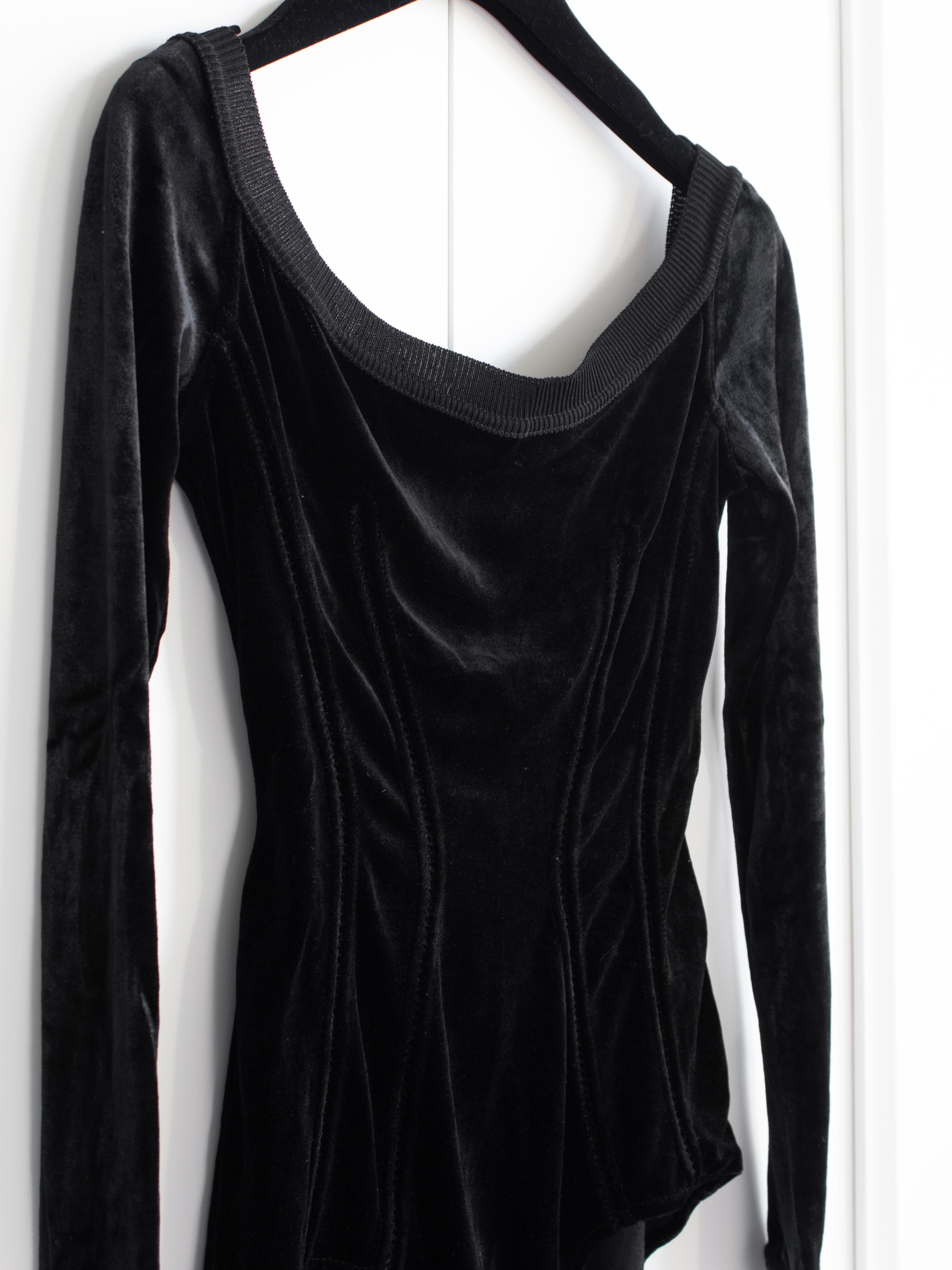 Alaia Vintage Autunno/Inverno 1988 - Body a collo alto in velluto nero in vendita 2
