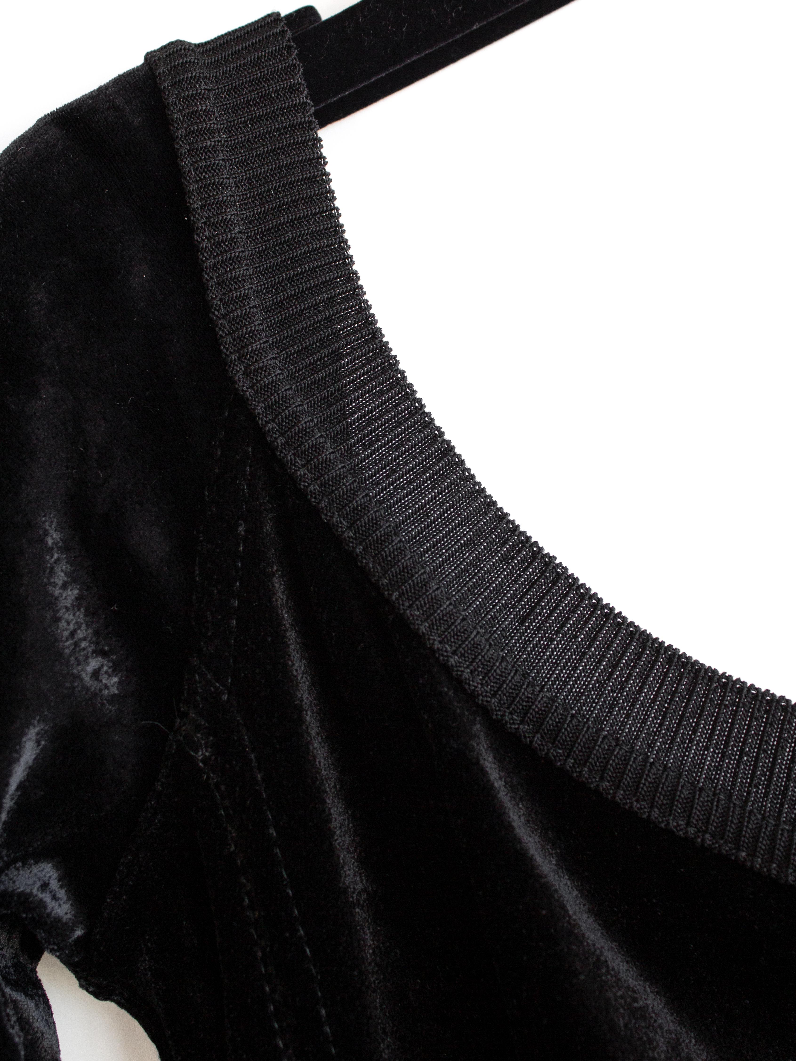 Alaia Vintage Autunno/Inverno 1988 - Body a collo alto in velluto nero in vendita 3